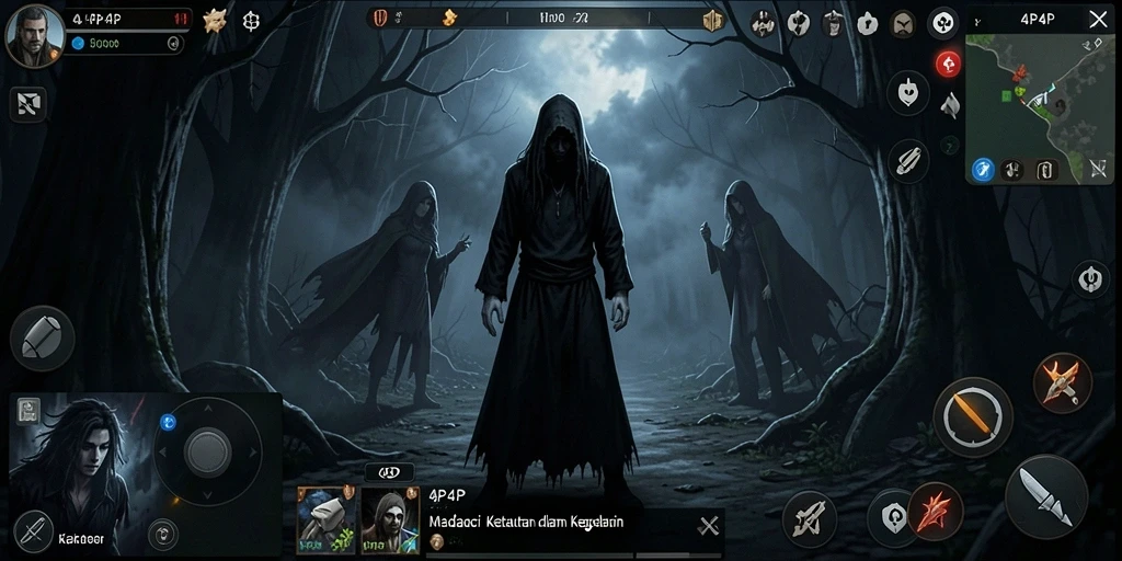 Screenshot menampilkan gameplay menegangkan dalam 4P4P.