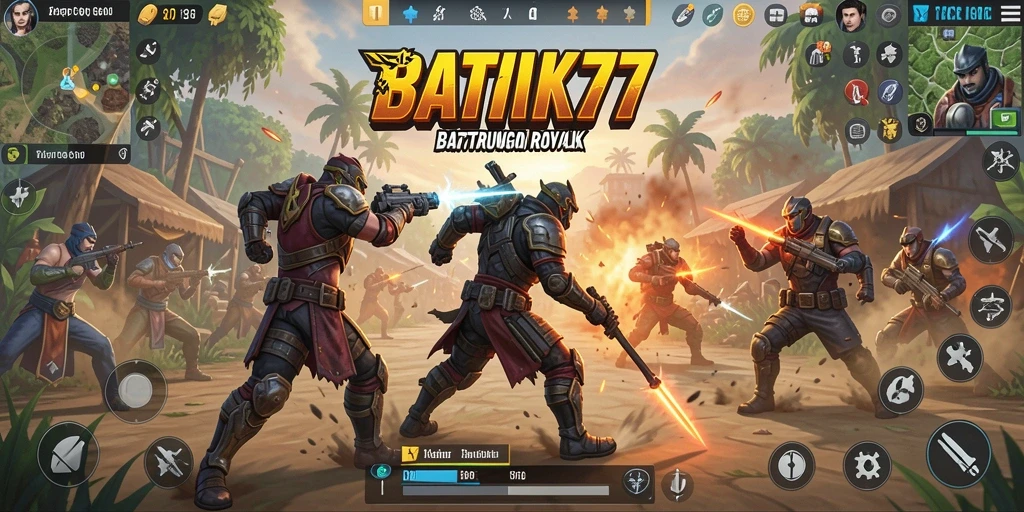 Tangkapan layar gameplay <strong>BATIK77</strong>, menampilkan aksi Battle Royale yang mendebarkan.