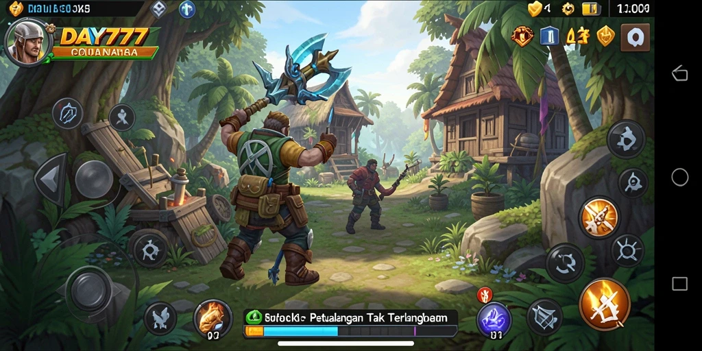 Tangkapan layar utama dari gameplay seru DAY777 di dunia petualangan.
