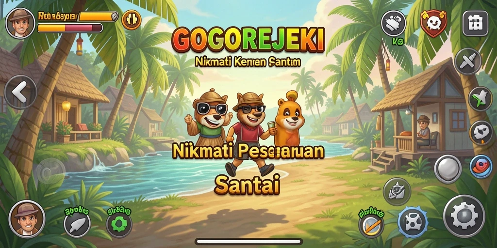 Tangkapan layar GOGOREJEKI menunjukkan gameplay yang ceria dan penuh warna.