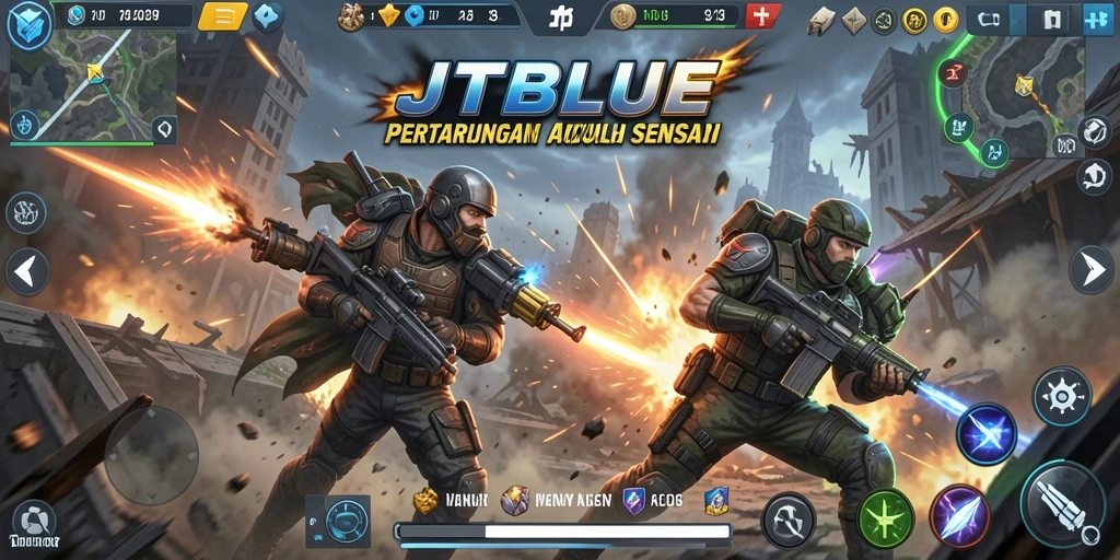 Screenshot JTBLUE menampilkan aksi pertarungan yang intens dan menegangkan.