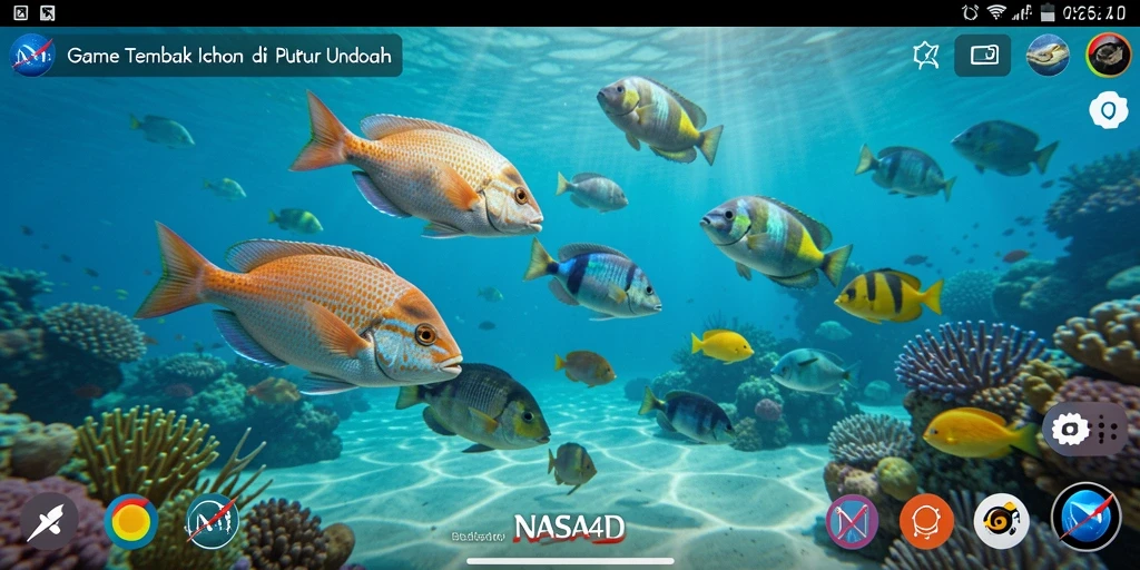 Screenshot gameplay Tembak Ikan dengan aksi menembak ikan.