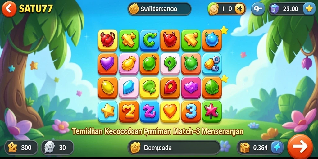 Tampilan gameplay menantang dan penuh warna di SATU77.