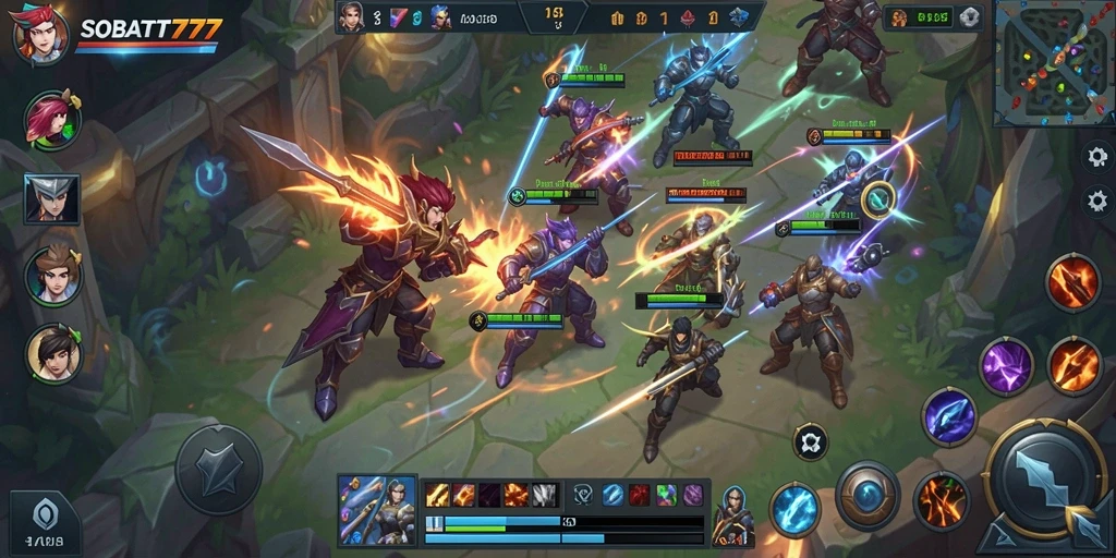 Tampilan gameplay SOBAT777 dengan aksi pertarungan yang mendebarkan.
