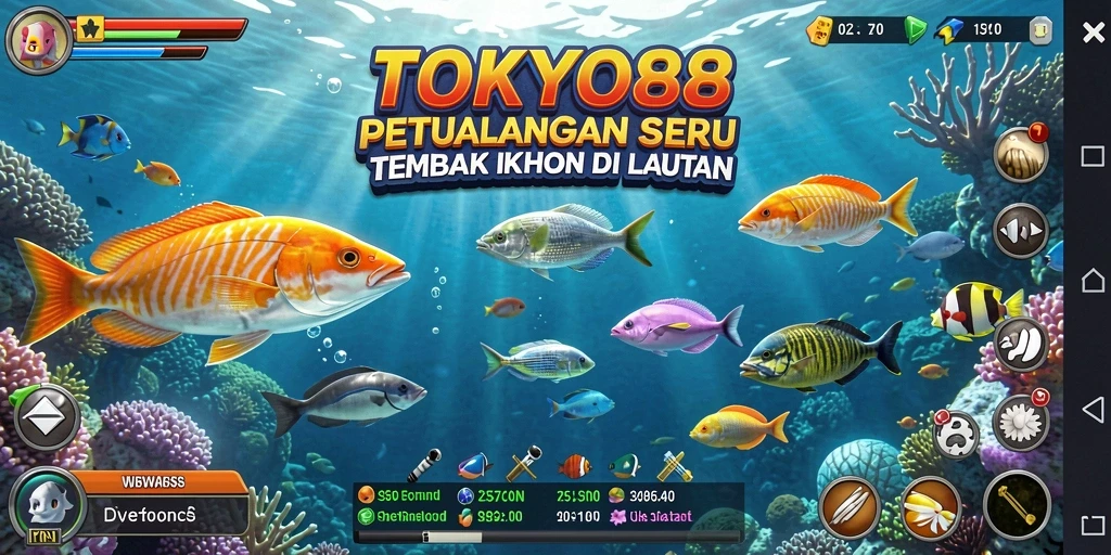 Tangkapan ikan yang berwarna-warni di laut digital TOKYO88.